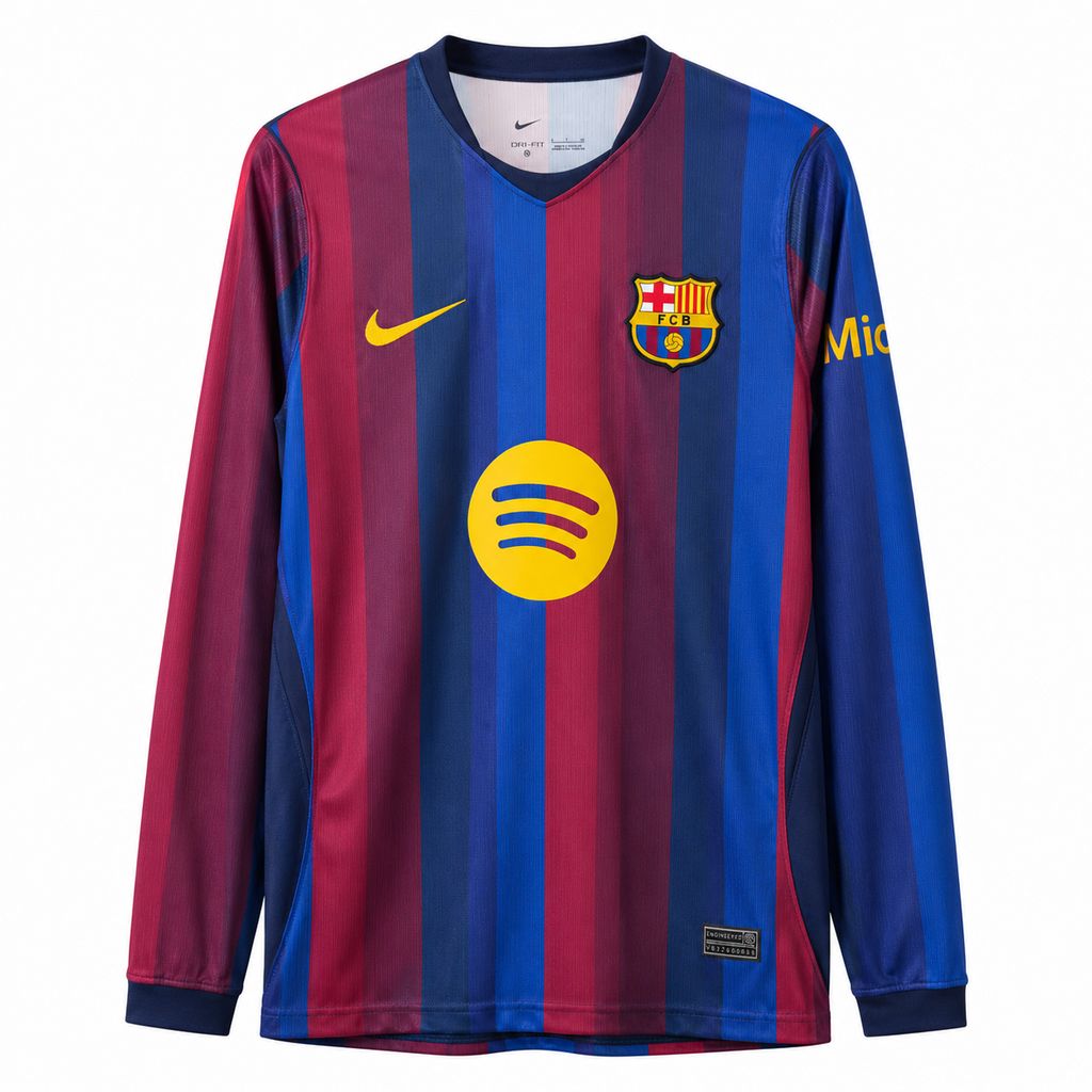 Mens Barcelona 2026/27 Home Long Sleeve Jersey
