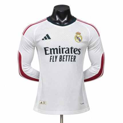 Mens Real Madrid 2026/27 Home Long Sleeve Jersey Player Version