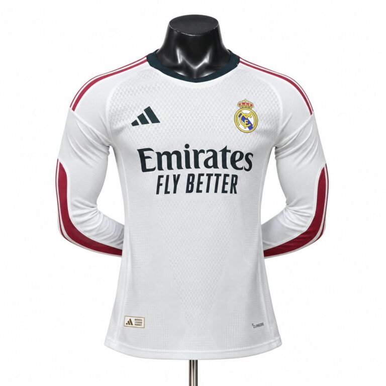 Mens Real Madrid 2026/27 Home Long Sleeve Jersey Player Version
