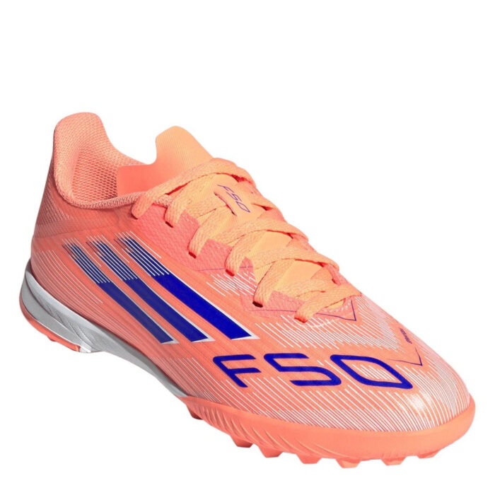 adidas F50 Messi Junior Turf Football Boots – Orange/Blue – view 3