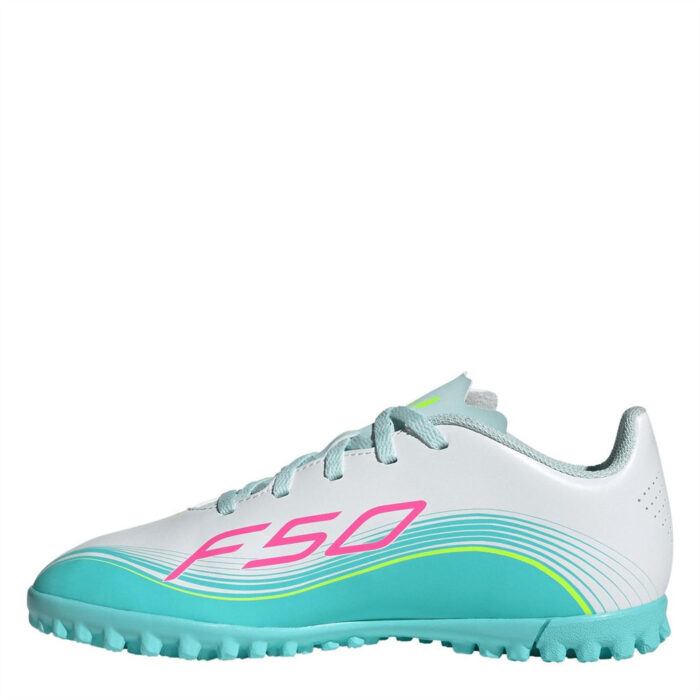 adidas F50 Messi Junior Turf Football Boots – Wht/Pink/Blue – view 2