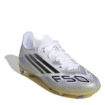 adidas F50 Junior Firm Ground Football Boots – White/Blk/Gold – view 3