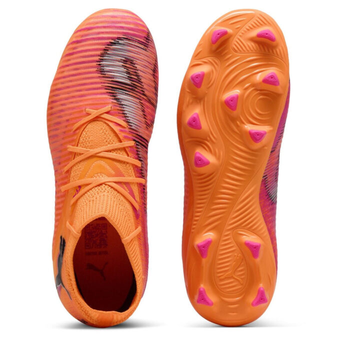 Puma Future 8 Junior Firm Ground Football Boots – Orange/Black – view 3