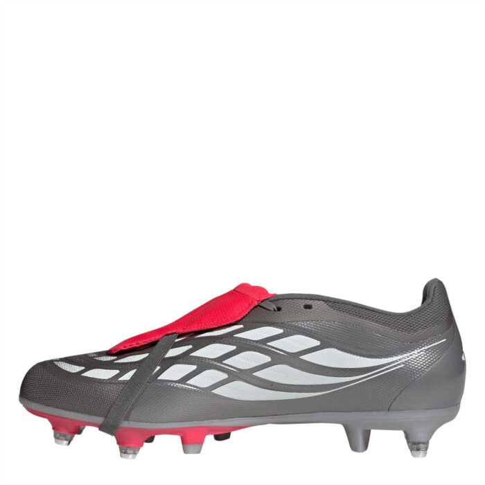 adidas Mens Predator Fold Over Tongue Soft Ground Football Boots – Grey/Red - Image 2