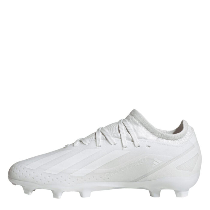 adidas X Crazyfast Junior Firm Ground Football Boots – White/White – view 2