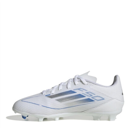 adidas F50 Junior Firm Ground Football Boots – White/Silver – view 2