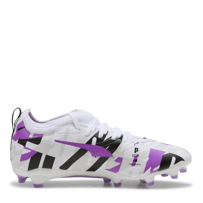 Puma Ultra 5 Junior Firm Ground Football Boots – White/Purple - Image 4