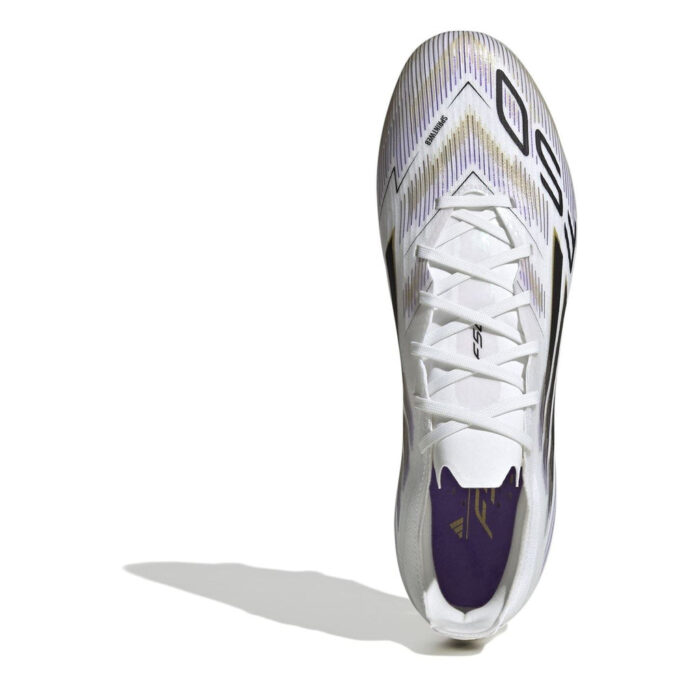 adidas F50 Firm Ground Football Boots – White/Blk/Gold – view 5