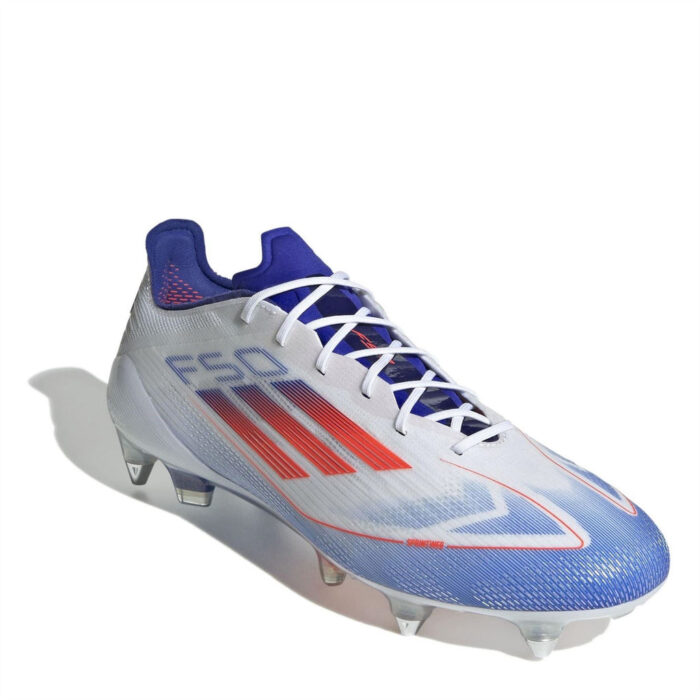 adidas F50 Soft Ground Football Boots – White/Red/Blue - Image 3