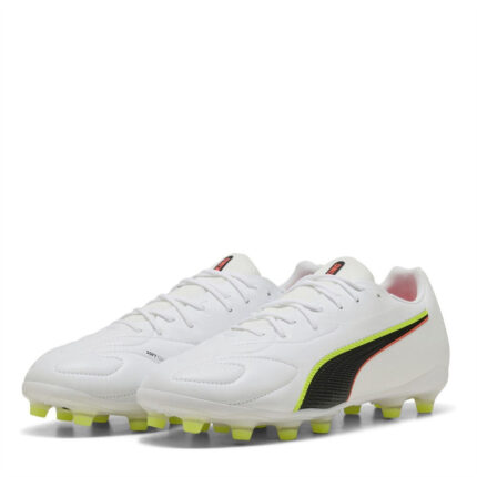 Puma King Firm Ground Football Boots – White-Red