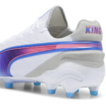 Puma King Firm Ground Football Boots – White/Blue/Grey – view 5