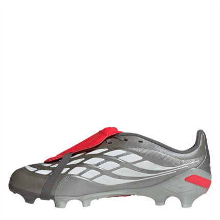 adidas Predator Fold Over Tongue Junior Firm Ground Football Boots – Grey/Red – view 2