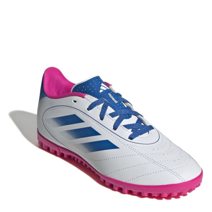 adidas Goletto Junior Turf Football Boots – White/Blue/Pink – view 3