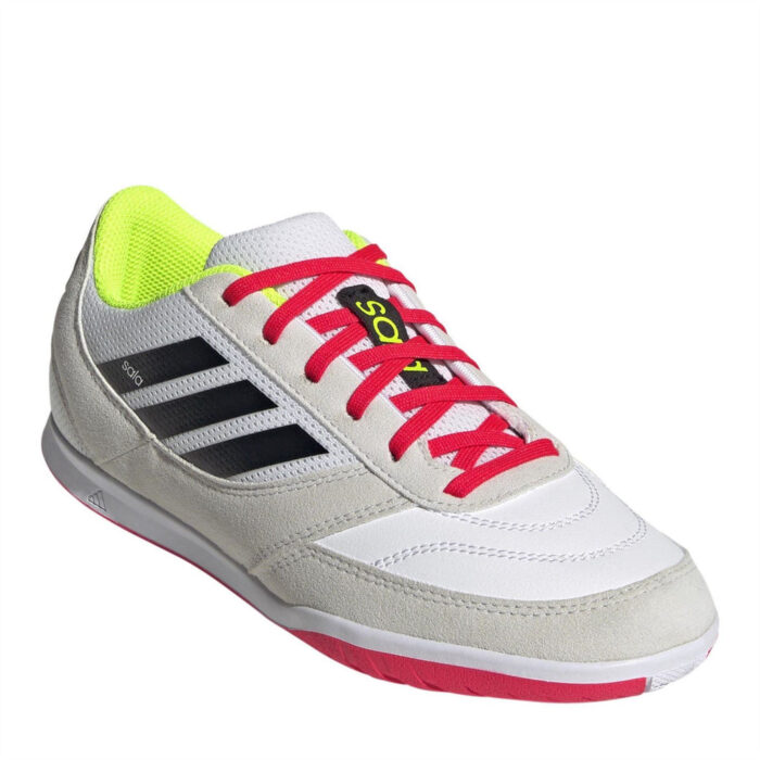 adidas Junior Indoor Football Boots – Wht/Blk/Greone - Image 3