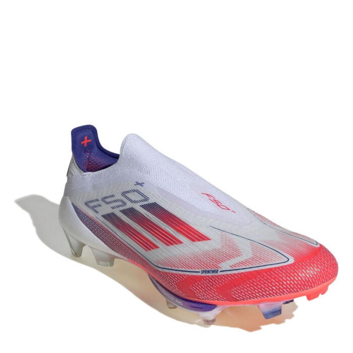 adidas Mens F50+ Firm Ground Football Boots – White/Red/Blue - Image 3