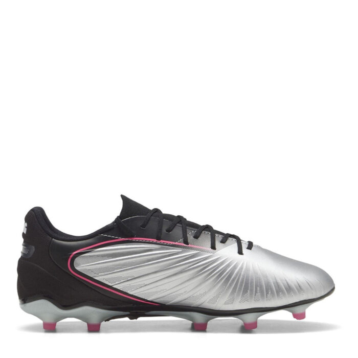 Puma King Firm Ground Football Boots – Silver/Black – view 4