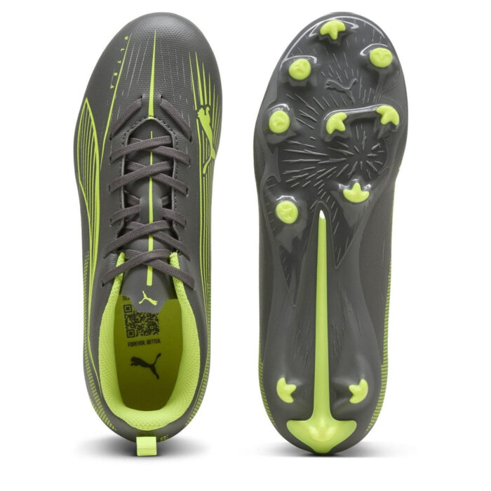 Puma Ultra Junior Firm Ground Football Boots – Silver/Yellow – view 3
