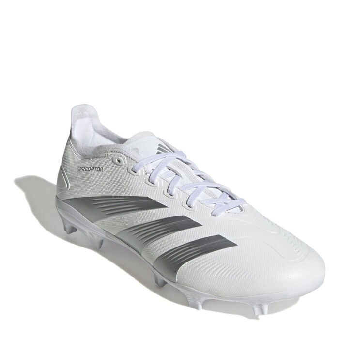 adidas Predator Firm Ground Football Boots – White/Silver – view 3