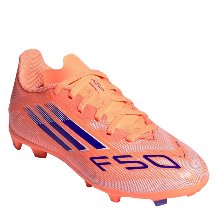 adidas F50 Junior Firm Ground Football Boots – Orange/Blue – view 3