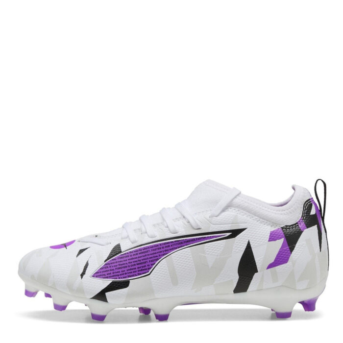 Puma Ultra Junior Firm Ground Football Boots – White/Purple - Image 2