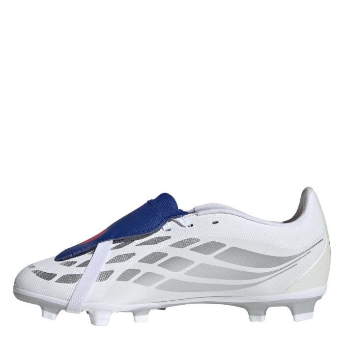 adidas Predator Fold Over Tongue Junior Firm Ground Football Boots – White/Blue - Image 2