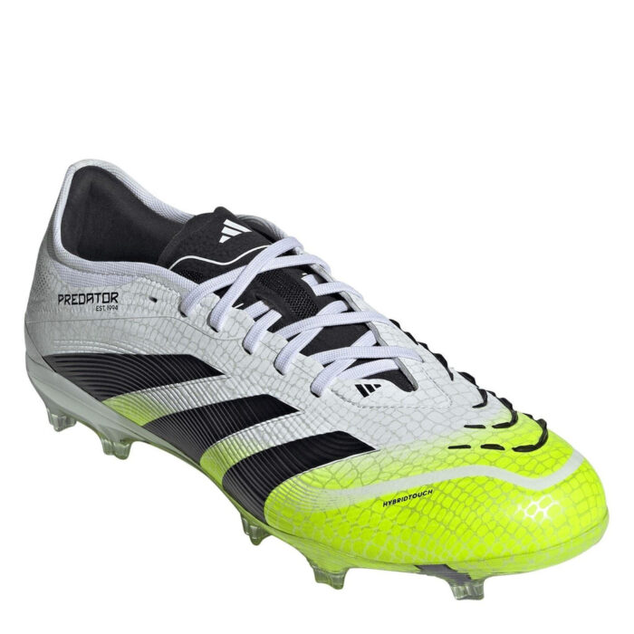 adidas Predator Firm Ground Football Boots – White/Blk/Lemon – view 3