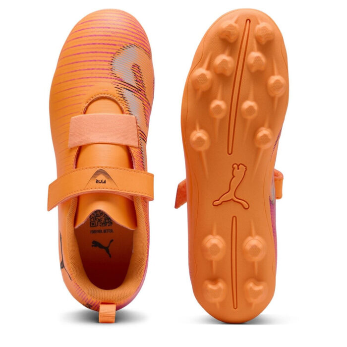 Puma Future 8 Junior Firm Ground Football Boots – Orange/Black – view 3