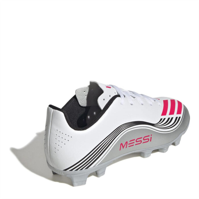 adidas F50 Messi Junior Firm Ground Football Boots – White/Red – view 4