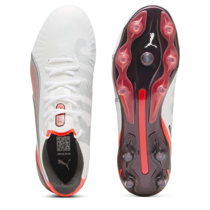Puma King Firm Ground Football Boots – White-Silver – view 3