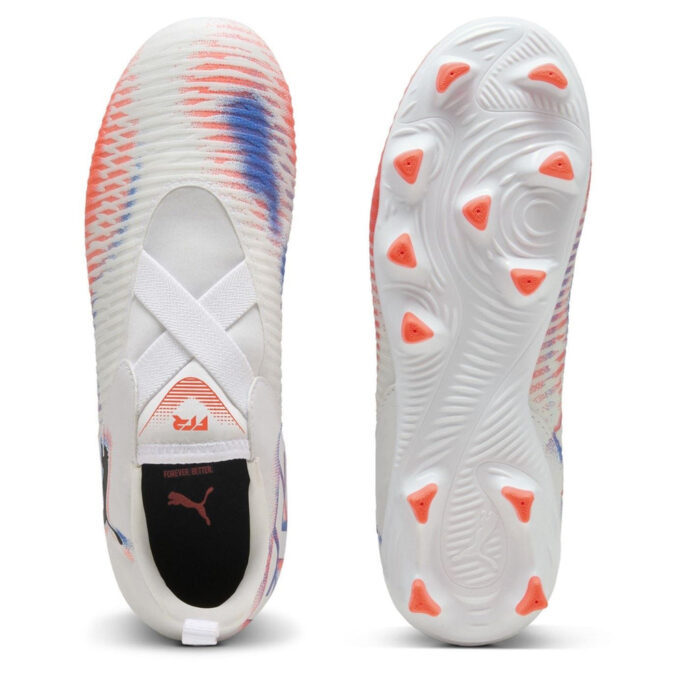 Puma 8 Junior Firm Ground Football Boots – White/Black/Red – view 3