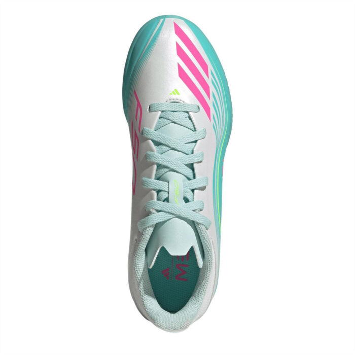 adidas F50 Messi Junior Turf Football Boots – Wht/Pink/Blue - Image 5