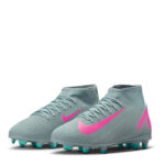 Nike Mercurial Superfly 10 Junior Firm Ground Football Boots – Grey/Pink – view 4