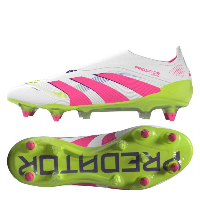 adidas Predator Soft Ground Football Boots – Wht/Pink/Lem – view 4