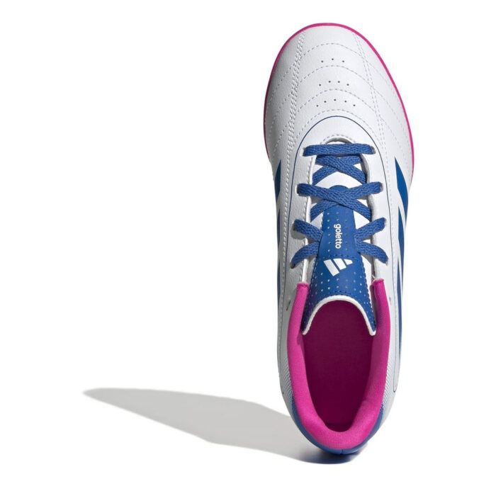 adidas Goletto Junior Turf Football Boots – White/Blue/Pink – view 5