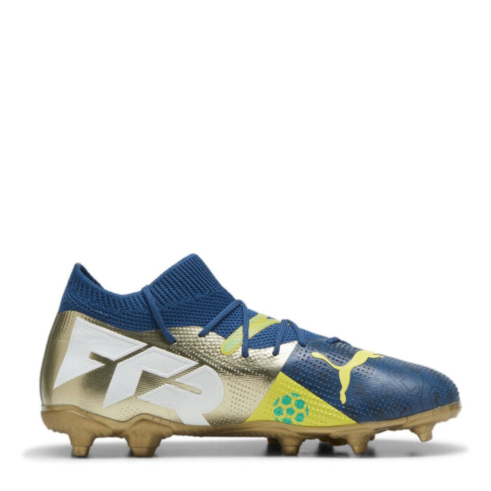 Puma Future 7 Junior Firm Ground Football Boots – Blue/Yllw/Gold – view 4