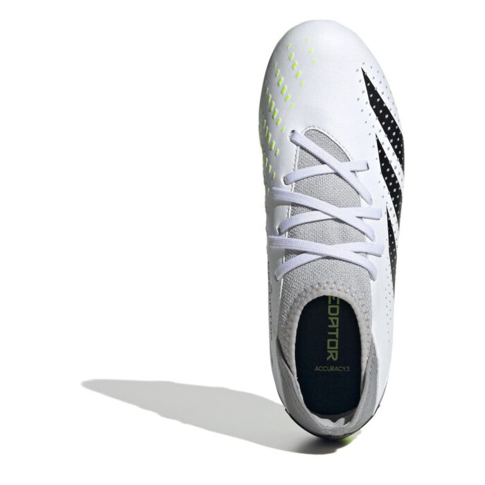 adidas Predator Edge.3 Junior Firm Ground Football Boots – Wht/Blk/Lemon – view 5