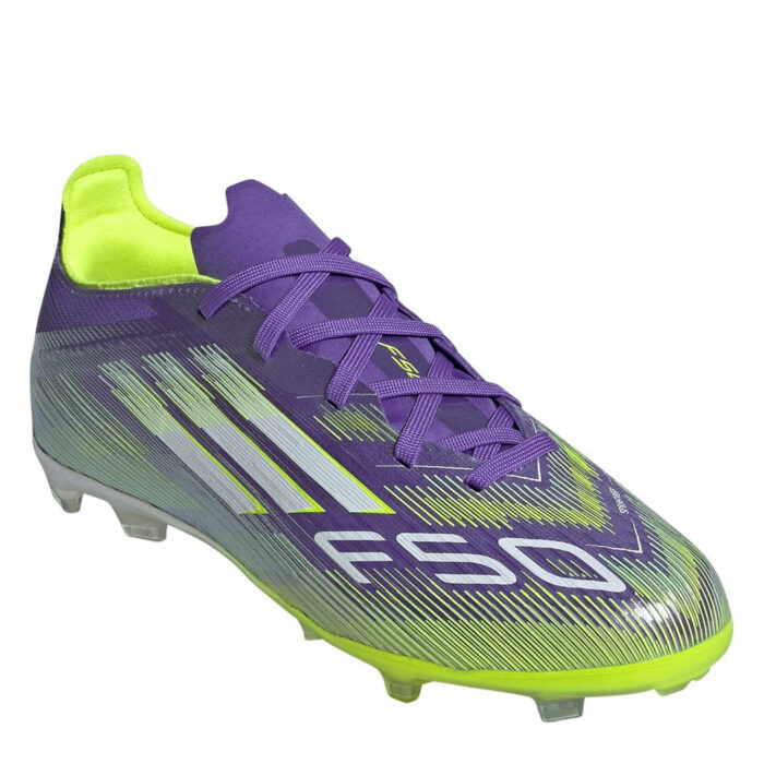 adidas F50 Junior Firm Ground Football Boots – Purple/White – view 3
