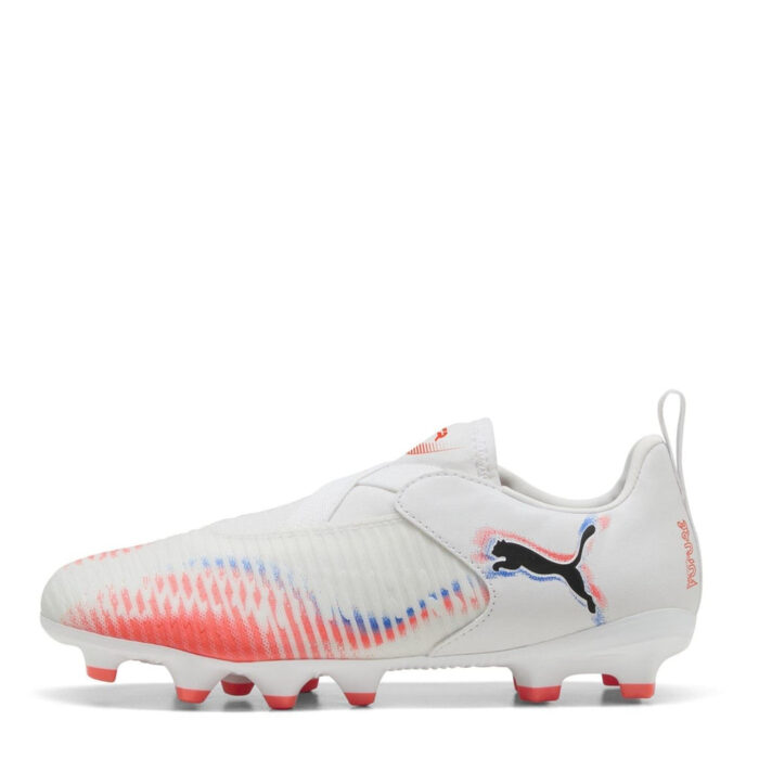 Puma 8 Junior Firm Ground Football Boots – White/Black/Red – view 2