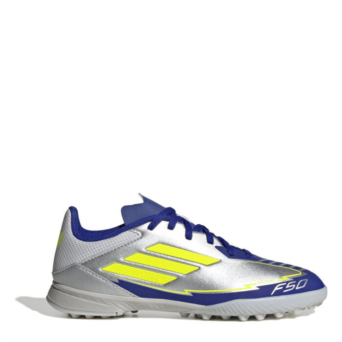 adidas F50 Junior Turf Football Boots – Silver/Blue – view 7