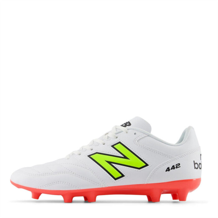 New Balance 442 V2 Firm Ground Football Boots – White/Volt - Image 2