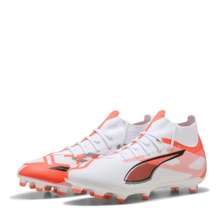 Puma Mens Ultra Firm Ground Football Boots – White/Red – view 7