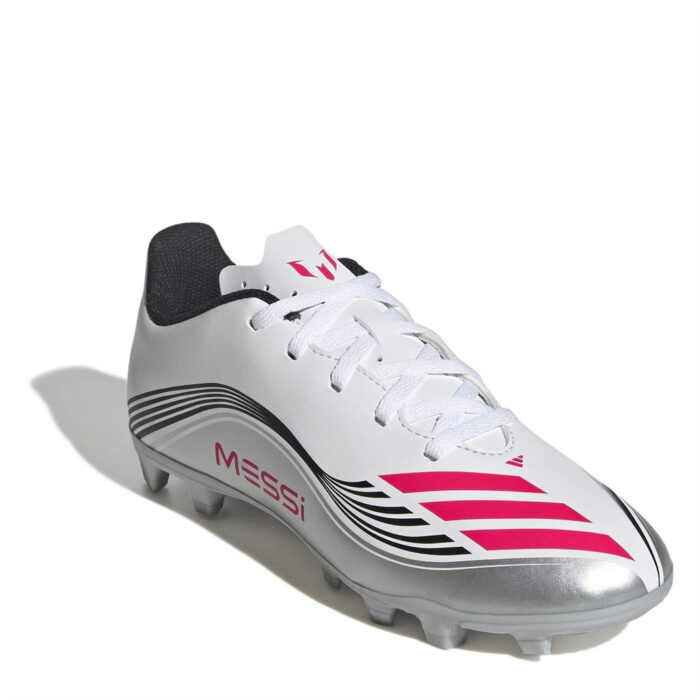 adidas F50 Messi Junior Firm Ground Football Boots – White/Red – view 3