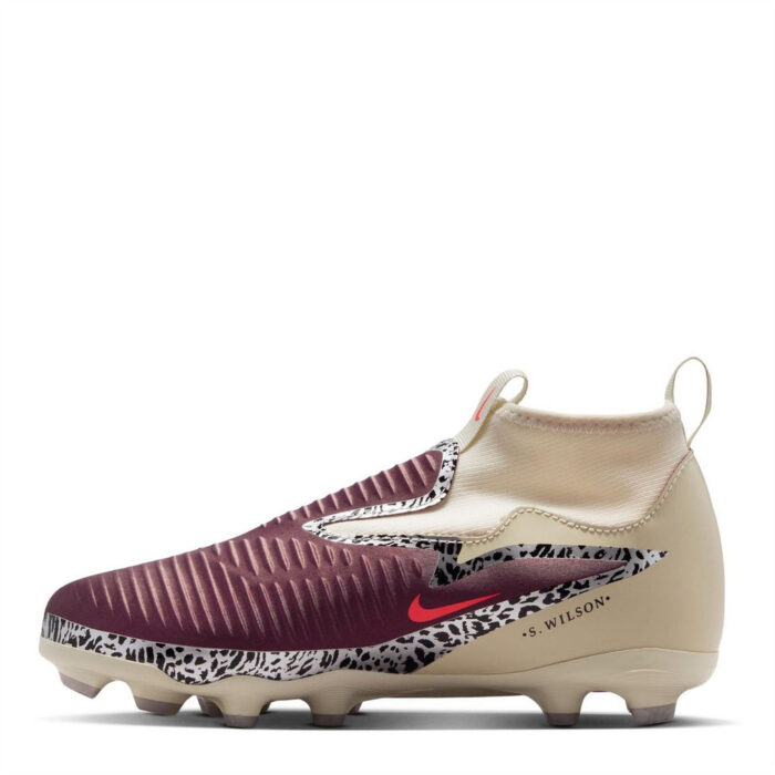 Nike Phantom 6 Junior Firm Ground Football Boots – Burgundy/Print – view 2