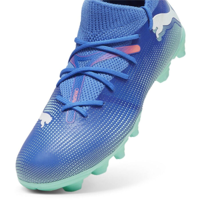 Puma Future 7 Junior Firm Ground Football Boots – Blue/Wht/Green – view 6
