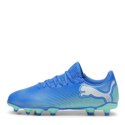 Puma Future 7 Junior Firm Ground Football Boots – Blue/Wht/Green – view 2