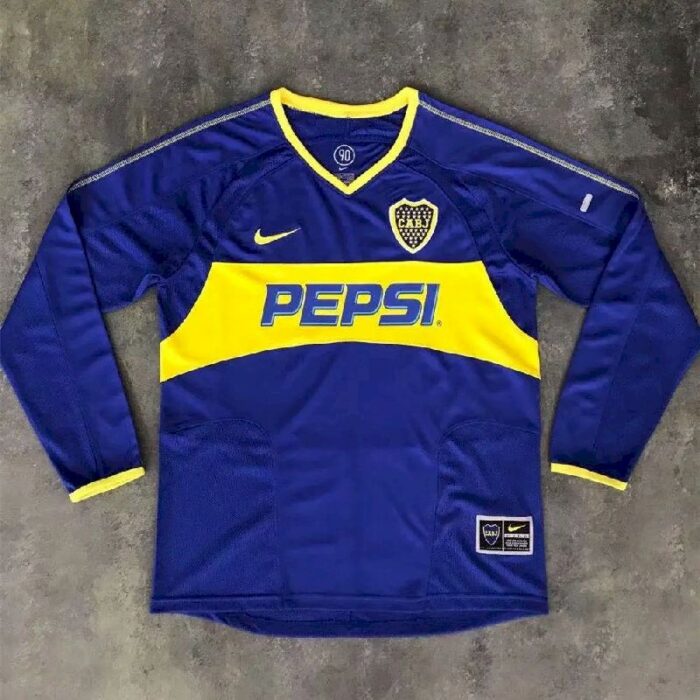 Retro Boca Juniors 2003/04 Home Long Sleeve Jersey - Image 3