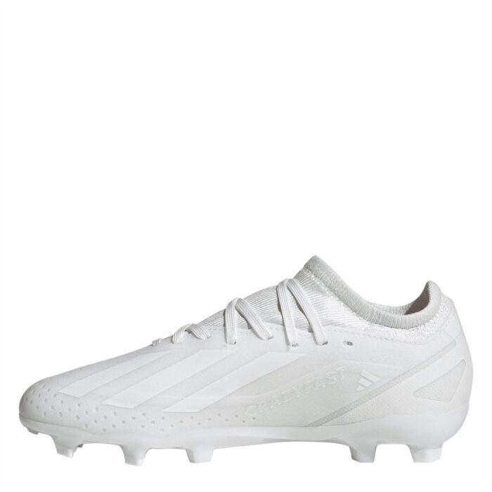 adidas X Crazyfast Junior Firm Ground Football Boots – White/White – view 8