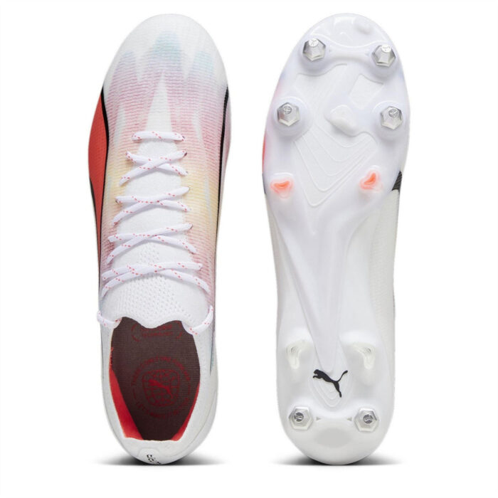 Puma Ultra Ultimates.1 Soft Ground Football Boots – White/Pink – view 3