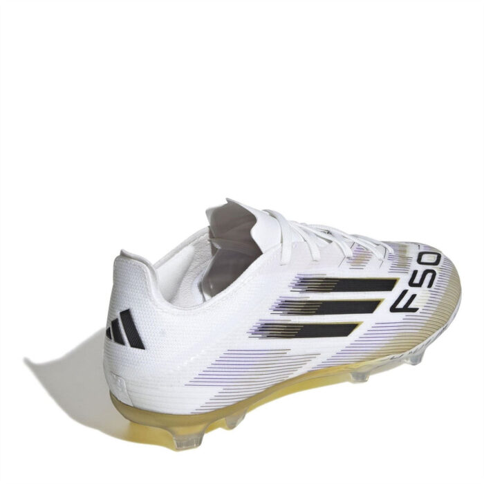 adidas F50 Junior Firm Ground Football Boots – White/Blk/Gold – view 4