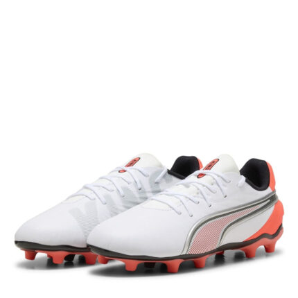 Puma King Junior Firm Ground Football Boots – .White/Red